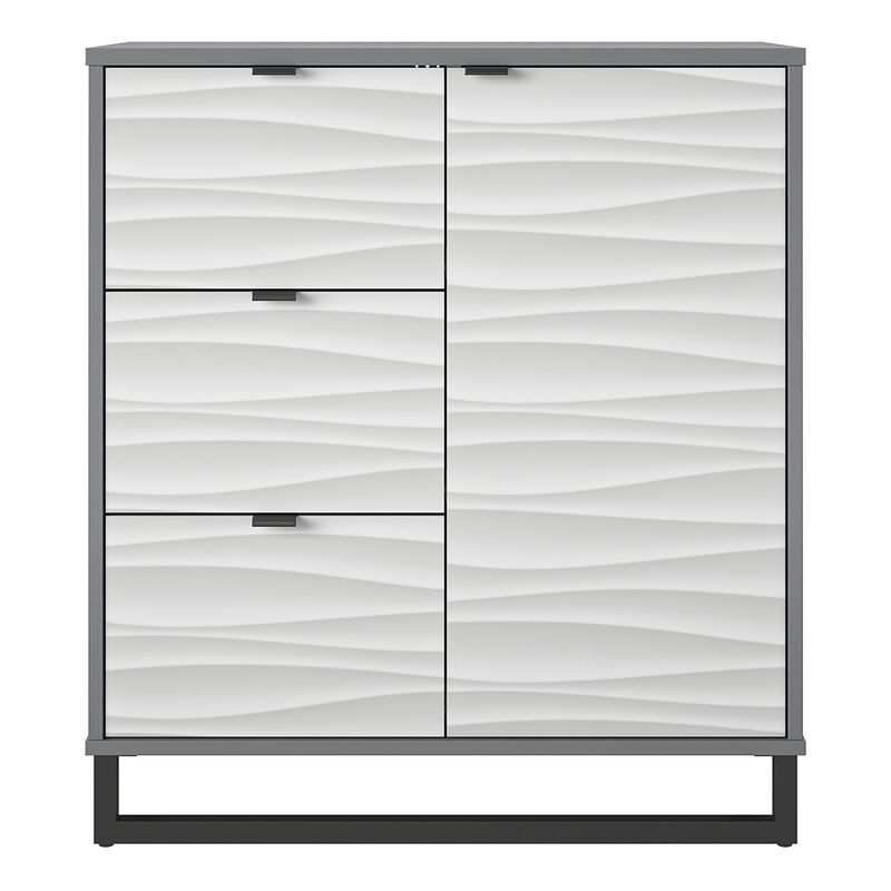 Ameriwood Home Monterey 1 Door / 3 Drawer Accent Cabinet, Faux Wave and Graphite Gray