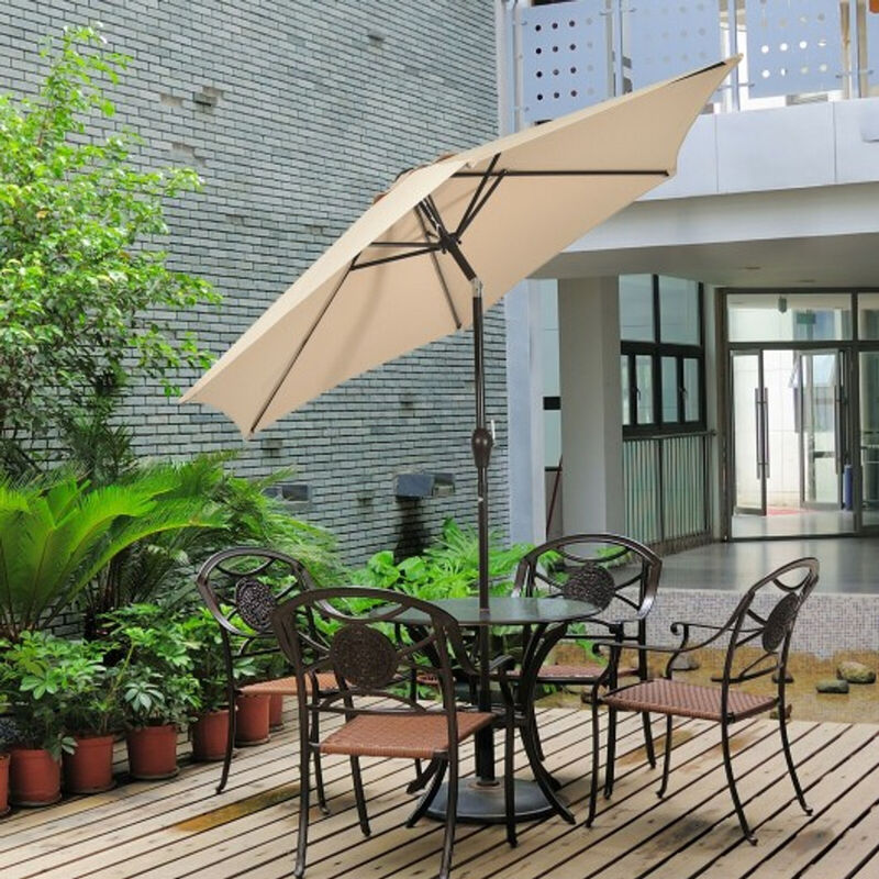 10 ft Outdoor Market Patio Table Umbrella Push Button Tilt Crank Lift