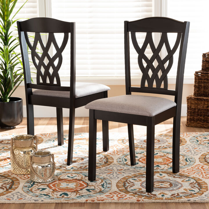 Baxton Studio Delilah Modern Grey Fabric Upholstered Wood 2 Piece Dining Chair Set