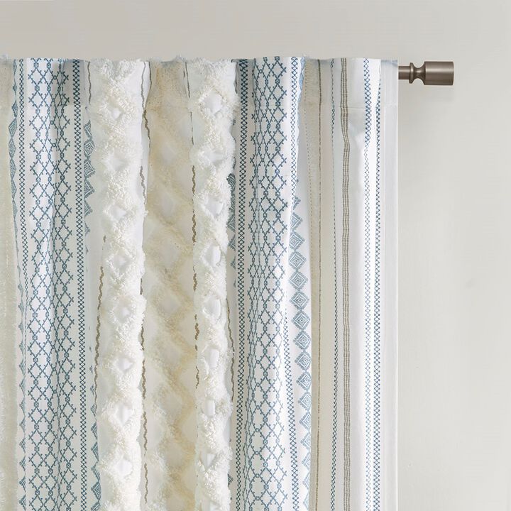 Gracie Mills Modesto Textured Chenille Stripe Cotton Curtain Panel with Lining - 50x84"