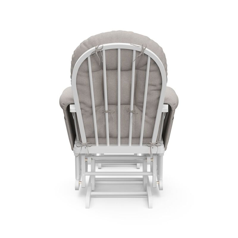 Storkcraft Hoop Glider and Ottoman - White with Taupe Swirl