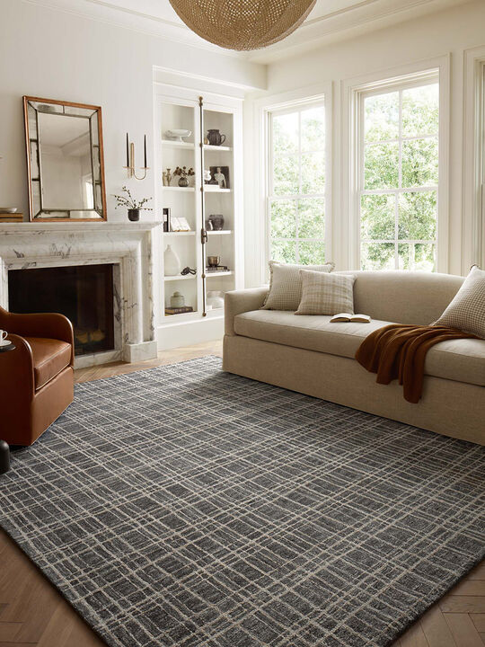 Polly POL-11 Graphite / Pebble 18" x 18" Sample Rug by Chris Loves Julia