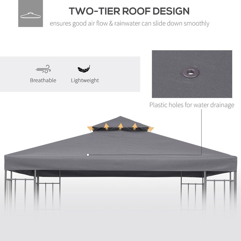Dark Gray Canopy: 10'x10' 2-Tier Gazebo Replacement Top