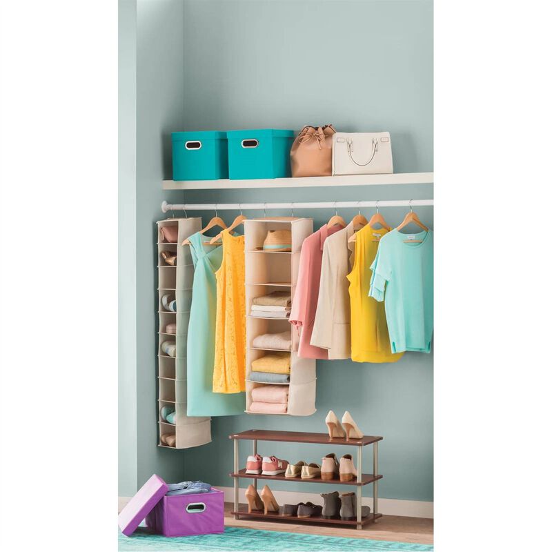 QuikFurn Dark Cherry 3-Shelf Modern Shoe Rack - Holds up to 12 Pair of Shoes