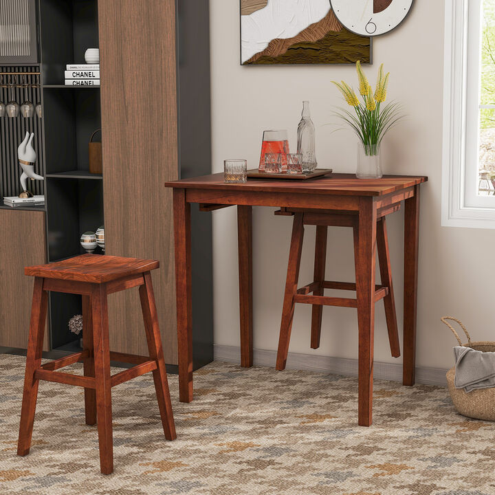 3-Piece Bar Table Set with Pub Table and 2 Saddle Stools for Home or Kitchen Bar Setup