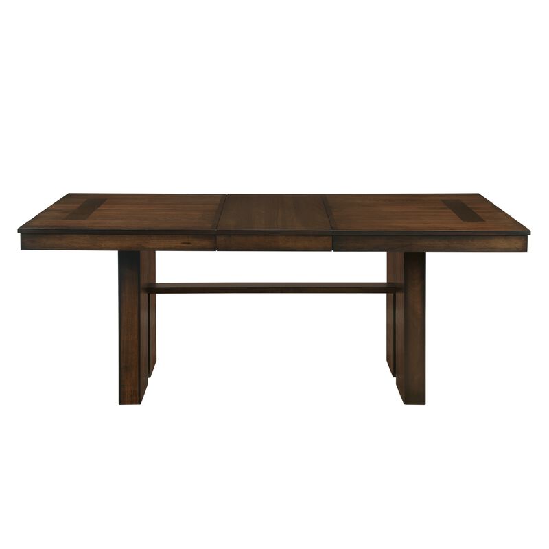 Voz 59-77 Inch Dining Table, Extendable, Trestle Base, Walnut Brown Veneer - Benzara