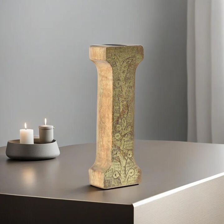 Vintage Natural Gold Handmade Eco-Friendly "I" Alphabet Letter Block For Wall Mount & Table Top Décor