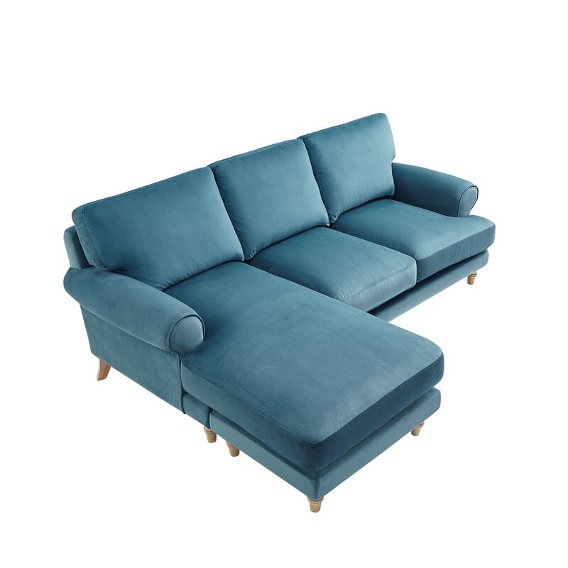 Rustic Manor Bridgette Velvet/Linen Chaise Sofa