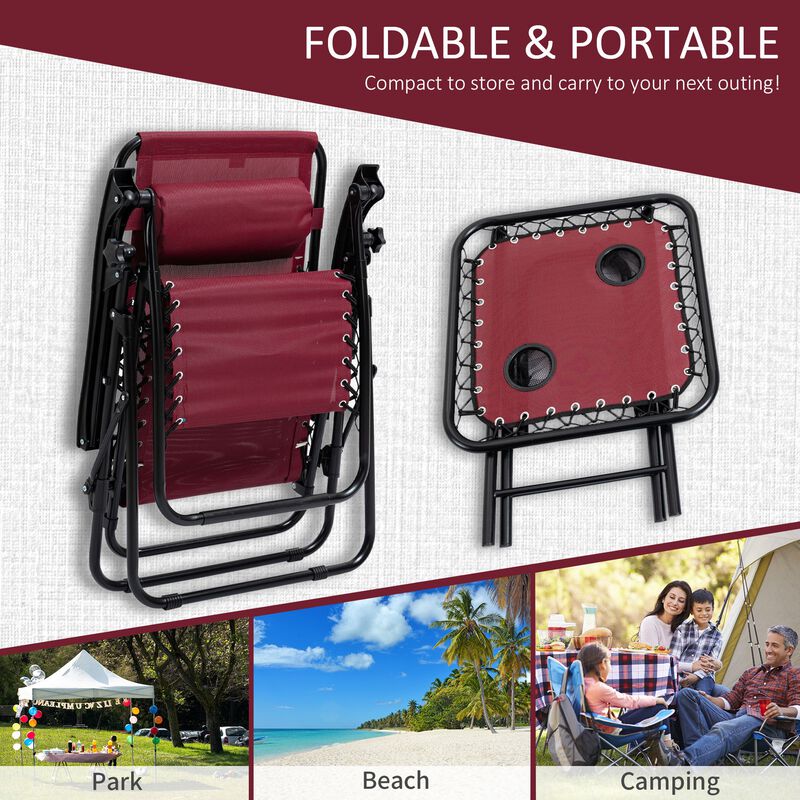 Grey Outdoor Loungers: 3-Piece Zero Gravity Set with Side Table