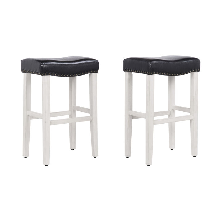 WestinTrends 29" Upholstered Saddle Seat Bar Stool (Set of 2)