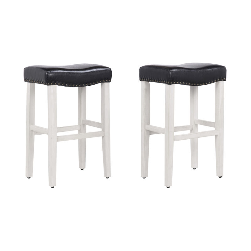 WestinTrends 29" Upholstered Saddle Seat Bar Stool (Set of 2)