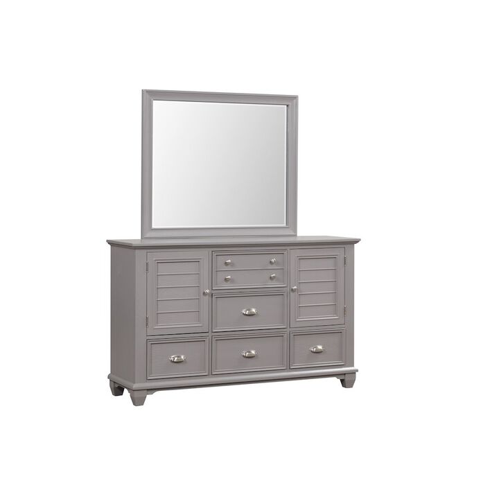 New Classic Furniture Jamestown Wood 5-Drawer Dresser with Mirror, Gray
