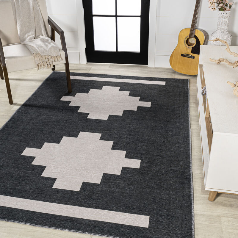 Adriel Geometric Tribal Medallion Machine Washable Area Rug