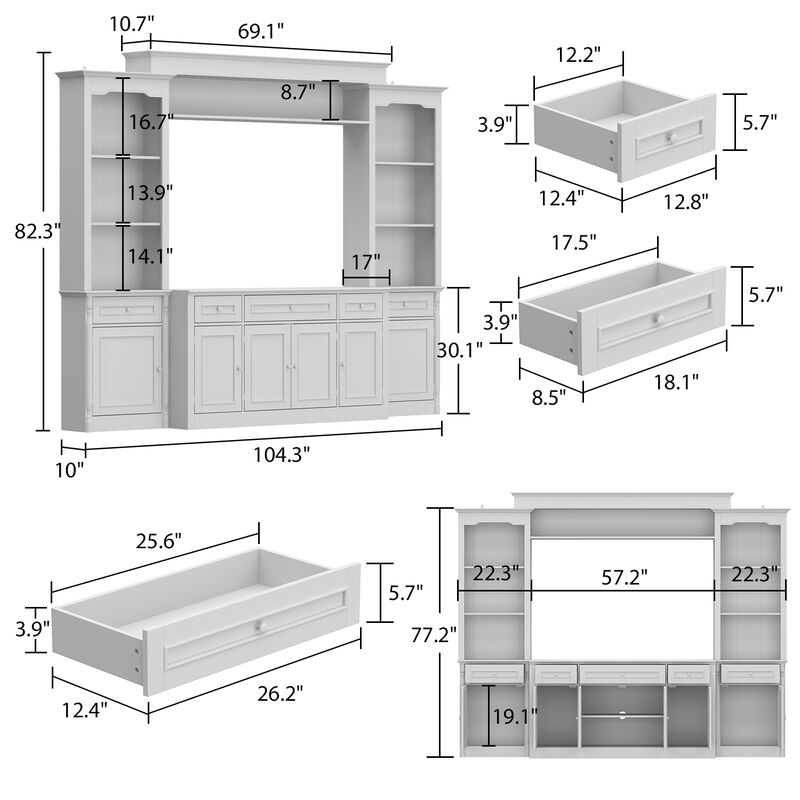 FUFU&GAGA Modern/Contemporary White Tv Cabinet Integrated Tv Mount (Accommodates TVs up to 55-in)，White