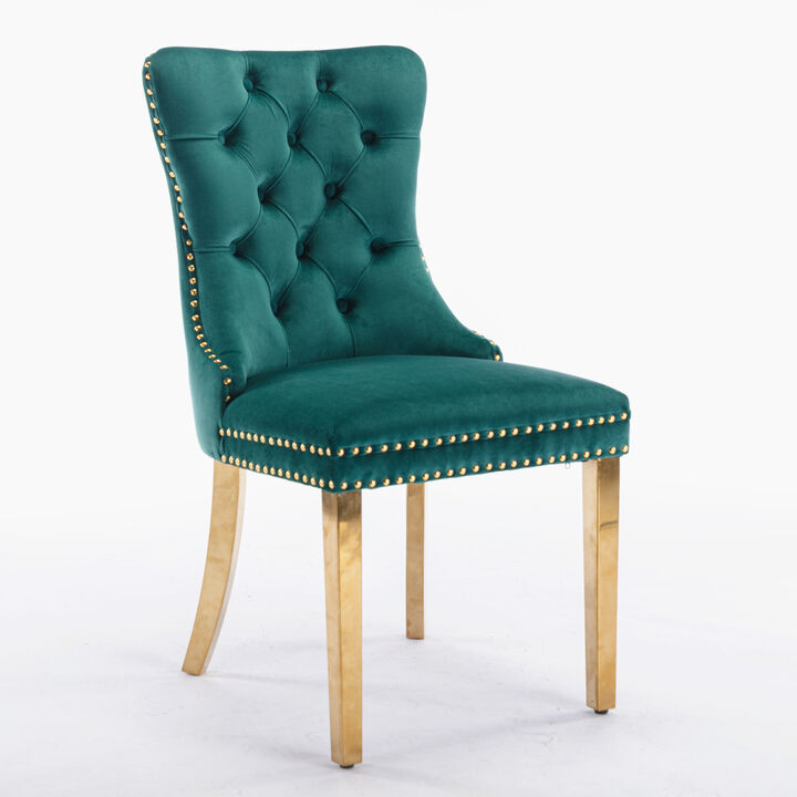 Contemporary Velvet Dining Chairs, Set of 2