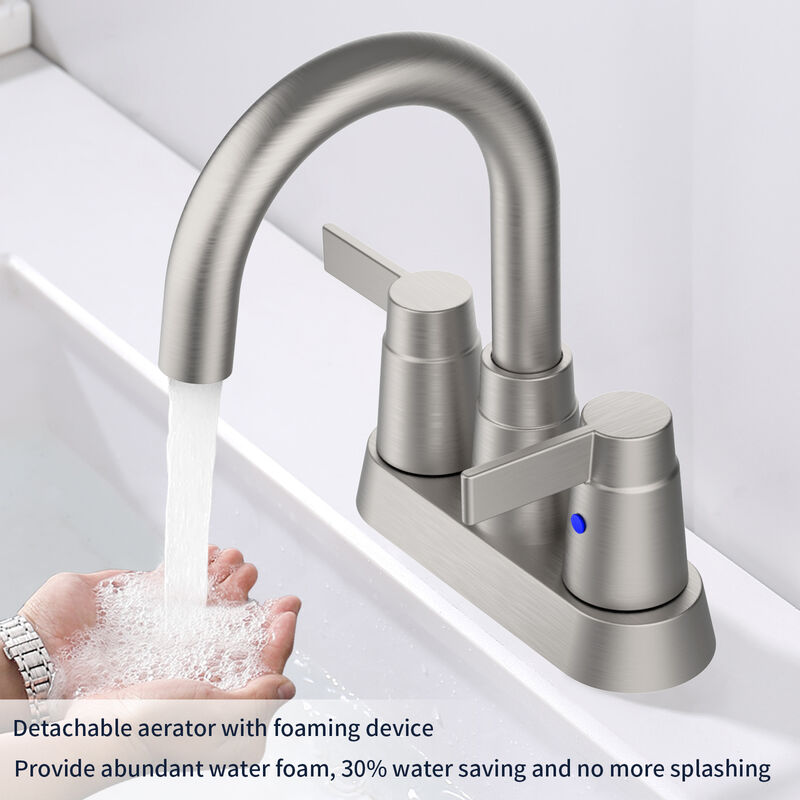 2-Handle Bathroom Faucet with 360° Swivel High Arc Spout for 3-Hole Vanity Sink
