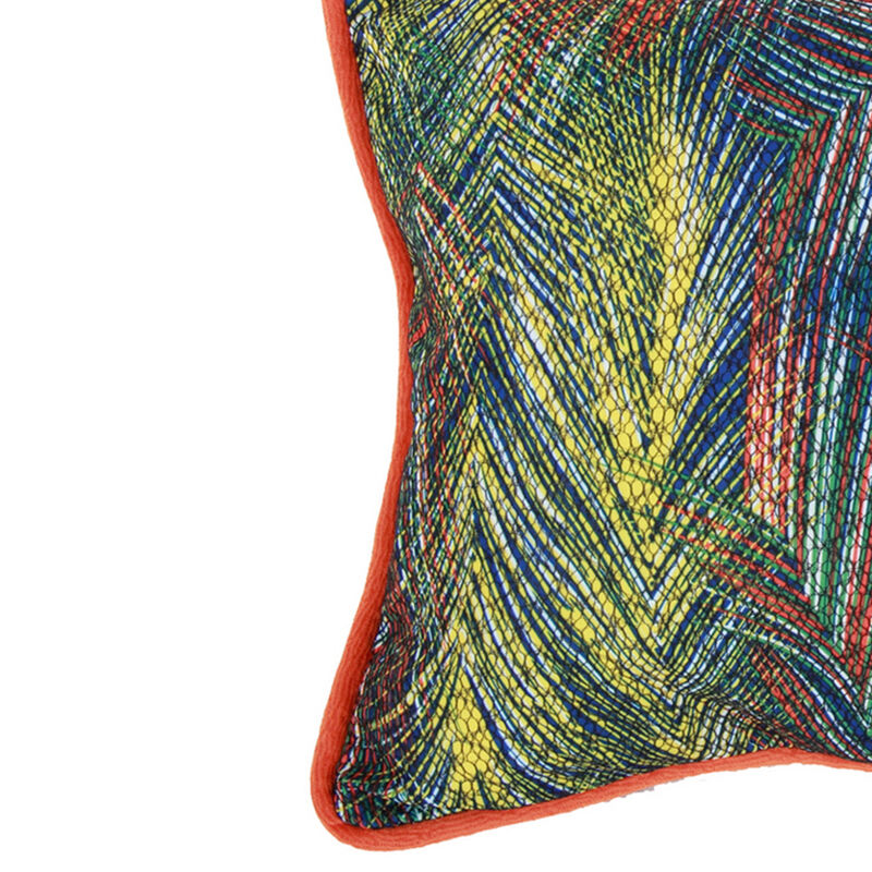 20 X 14 Inch Fabric Pillow with Abstract Art Details, Multicolor-Benzara