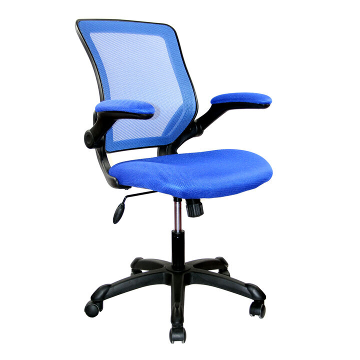 Mesh Task Office Chair With Flip Up Arms, Blue