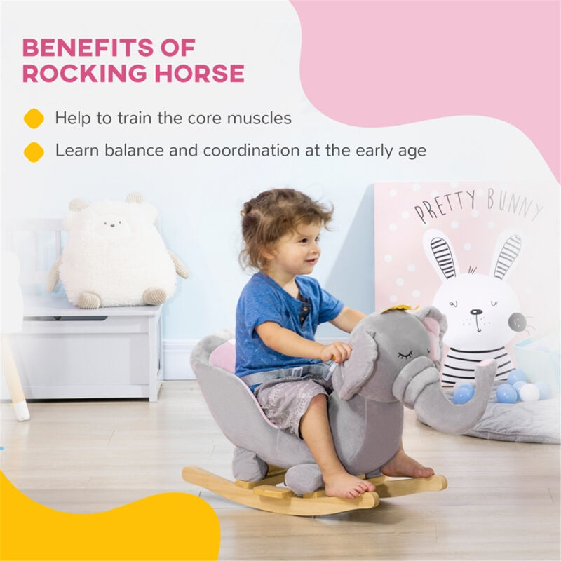 Baby Rocking Horse for 1.5-3 Year Olds, Soft Plush Ride-On Toy for Toddlers