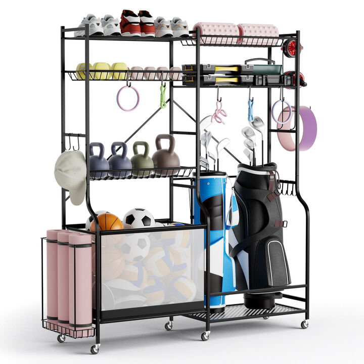 Sports Equipment Organizer Rack for Garage Storage and Organization
