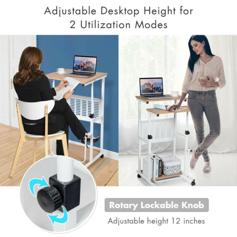 Hivvago Height Adjustable Mobile Computer Stand-Up Desk with 2 Modes