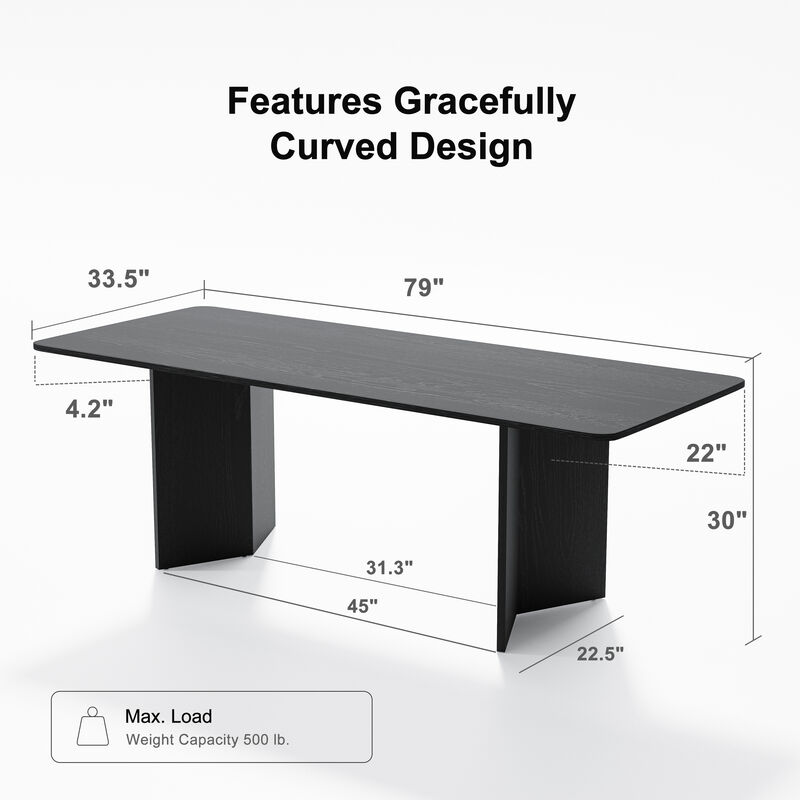 Brix 79V-Shaped Leg Square Wooden Dining Table in Walnut Color