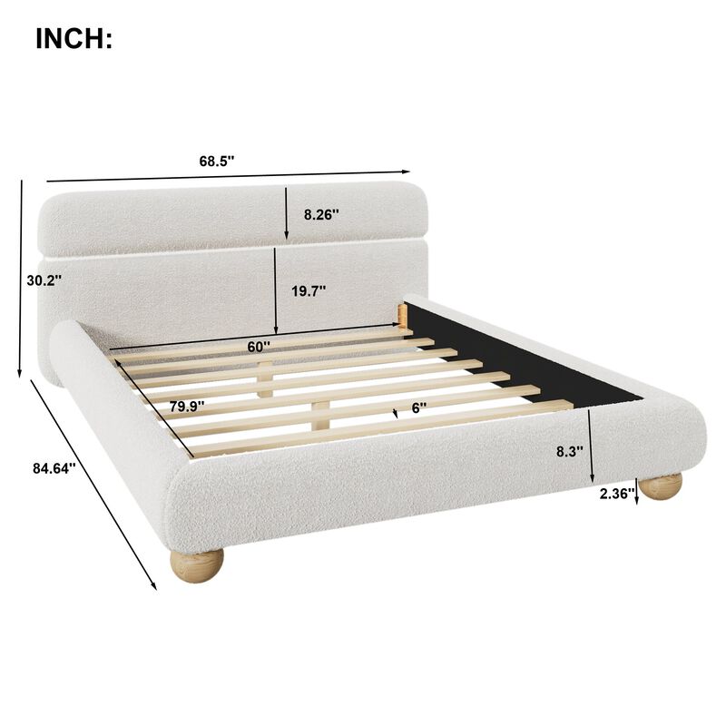 Merax Contemporary Boucle Upholstered Platform Bed