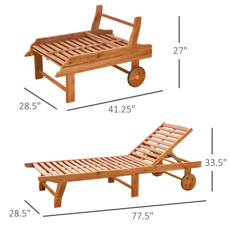 Wood Outdoor Folding Chaise Lounge Chair Beach Poolside Recliner Sunbed Wooden