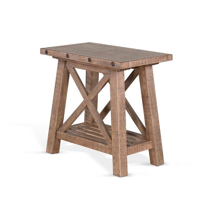 Anva Accent Chairside Table, Light Brown Mahogany, Rectangular 28 Inch - Benzara