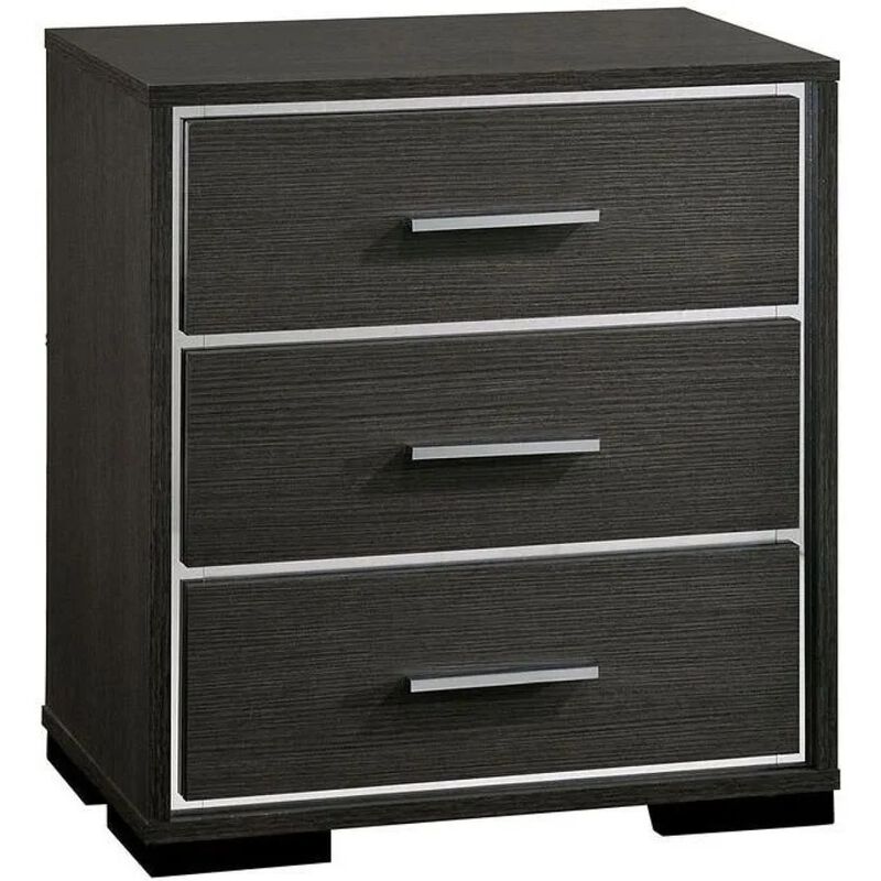 Streamdale Modern Nightstand with Chrome Trim