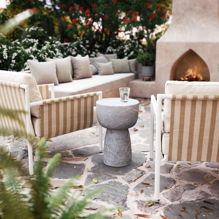Charra Faux Travertine Indoor/Outdoor Side Table