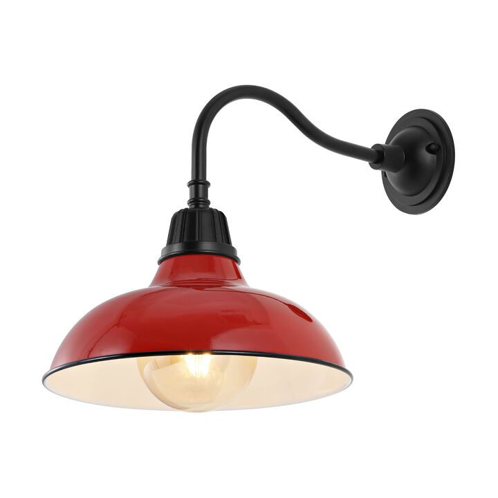 Aurora Farmhouse Industrial Indoor/Outdoor Iron LED Gooseneck Arm Outdoor Sconce