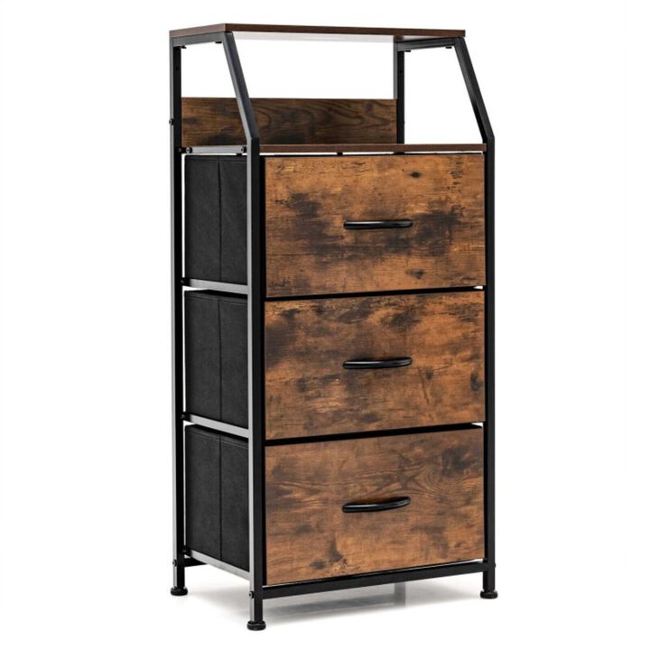 Hivvago Freestanding Cabinet Dresser with Wooden Top Shelves-M