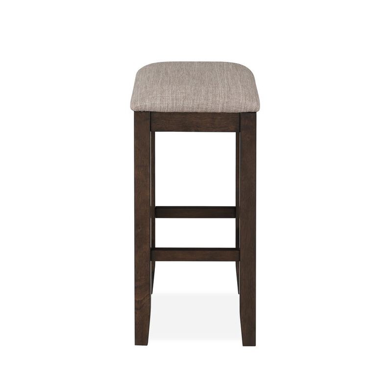 New Classic Furniture Bella Wood Counter Stool with Fabric Seat in Cherry (Set of 2)