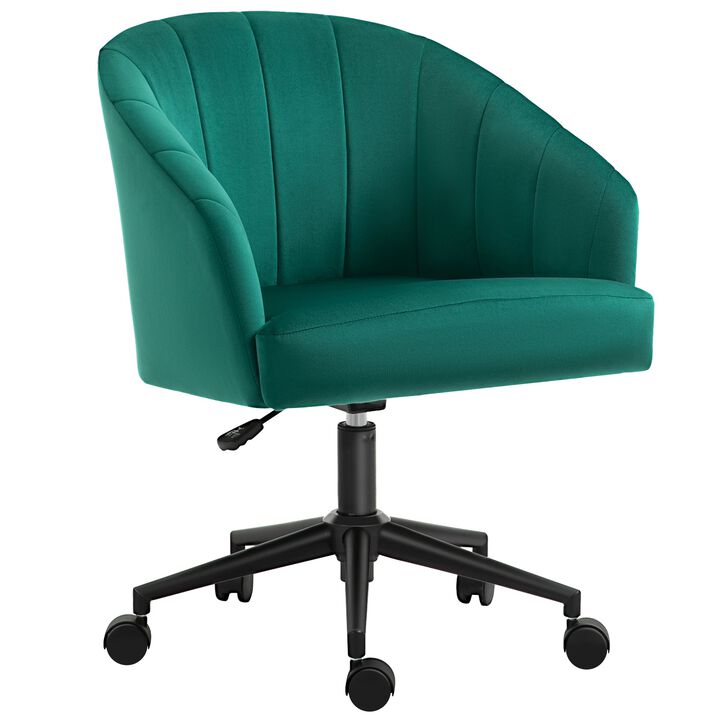 Retro Office Swivel: Fabric Chair with Adjustable Height and Wheels