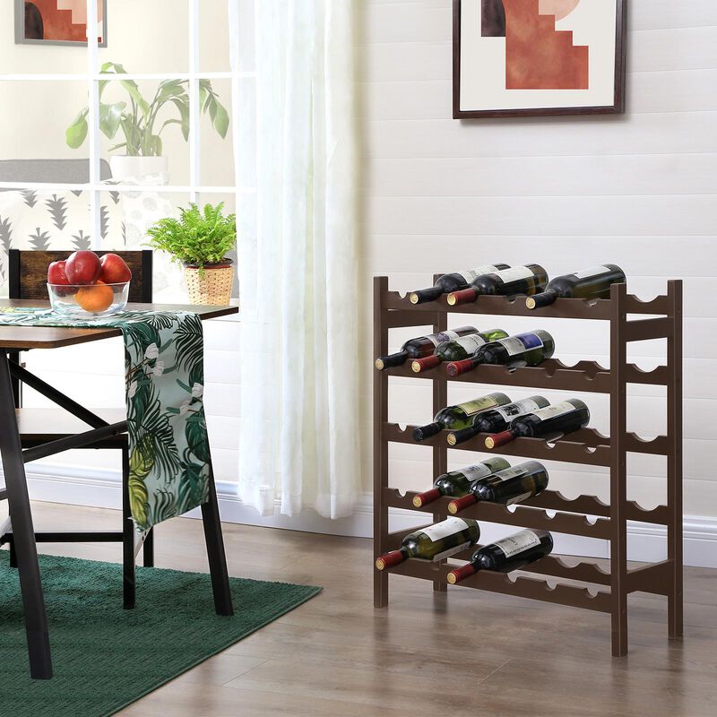 Bamboo Wine Rack - 5-Tier Storage Shelf for Stylish Wine Organization