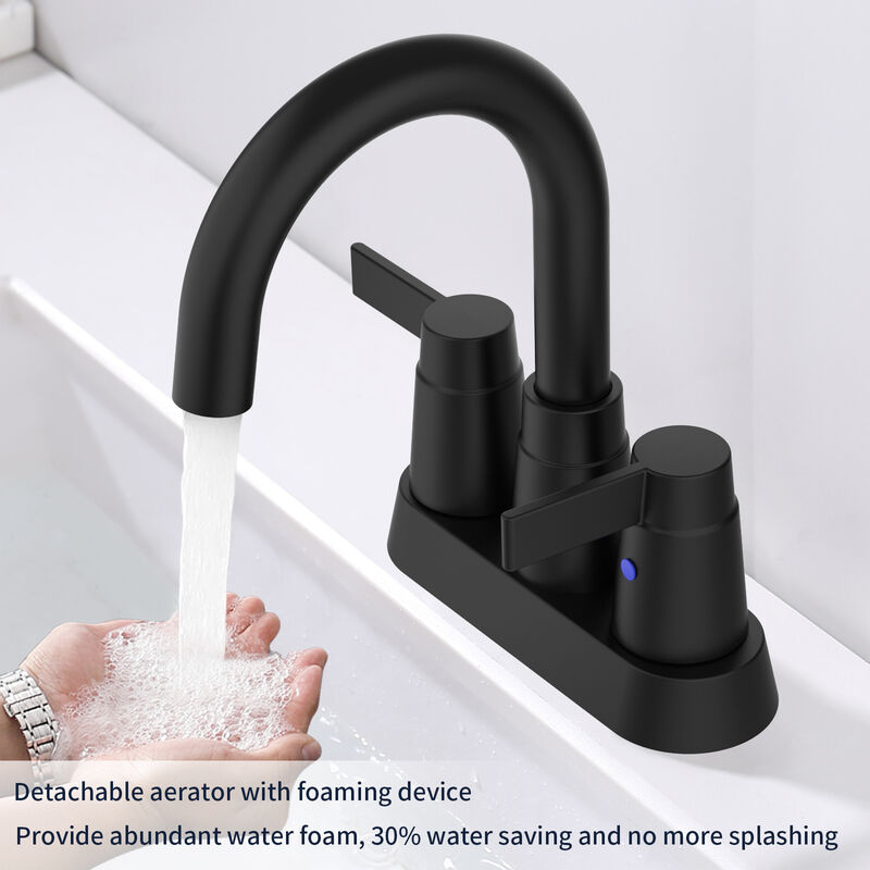 2-Handle Bathroom Sink Faucet with 360° High Arc Swivel Spout & Centerset Design for Modern Vanity
