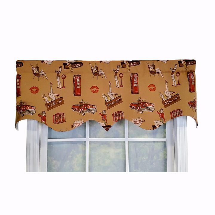 RLF Home Modern Design Classic Pin-Up Regal Style Window Valance 50" x 17" Light Oak