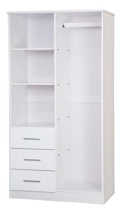 100% Solid Wood Metro 2-Door Wardrobe with Mirrored Door