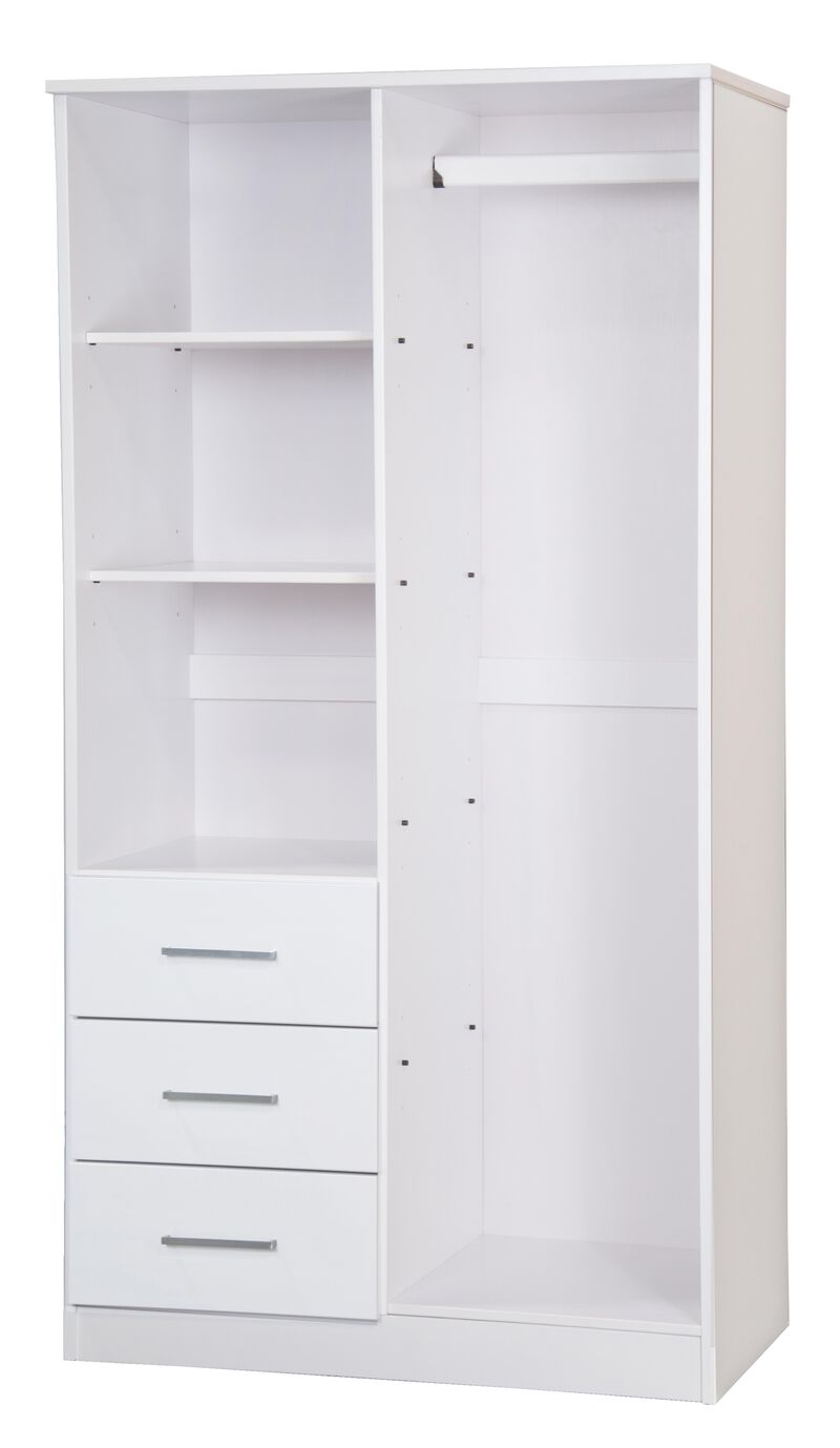 100% Solid Wood Metro 2-Door Wardrobe with Mirrored Door
