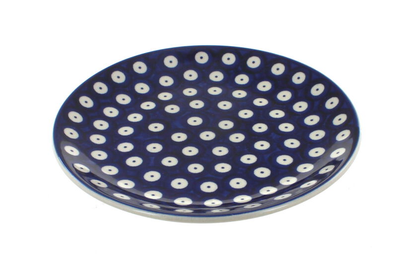Blue Rose Polish Pottery Dots Dessert Plate
