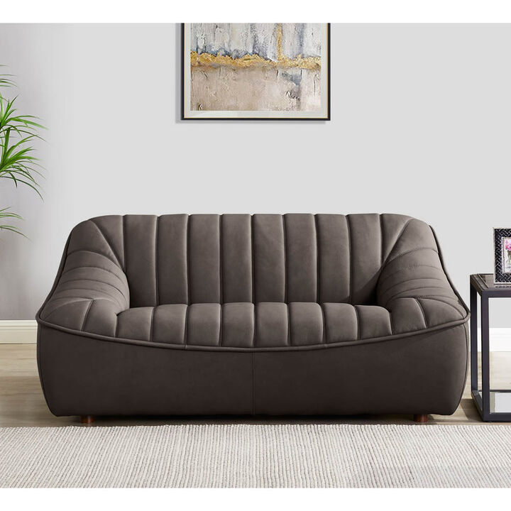 Snug Top Grain Leather Loveseat