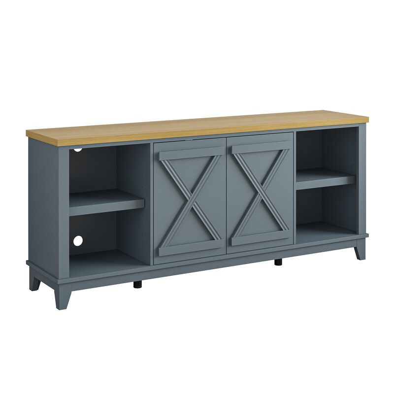 FESTIVO 70" TV Stand w/ Patterned Doors & Two-Tone Finish Fits TVs up to 75"