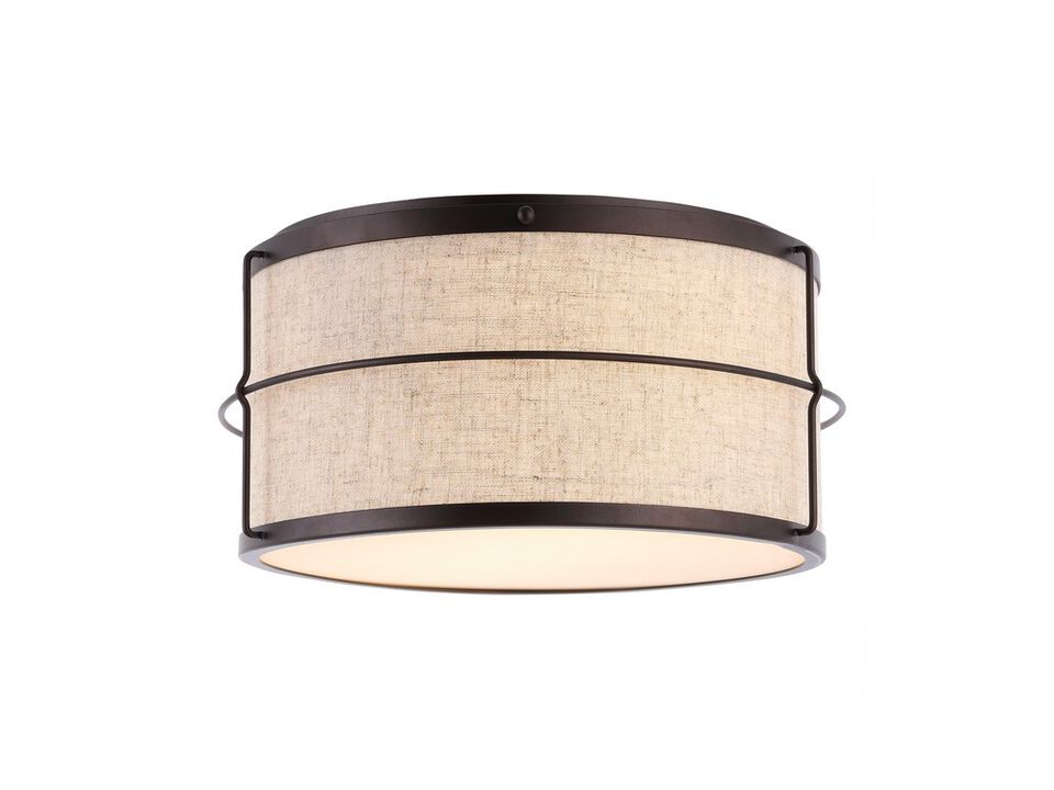 Evan 2-Light Rustic Farmhouse Iron LED Flush Mount