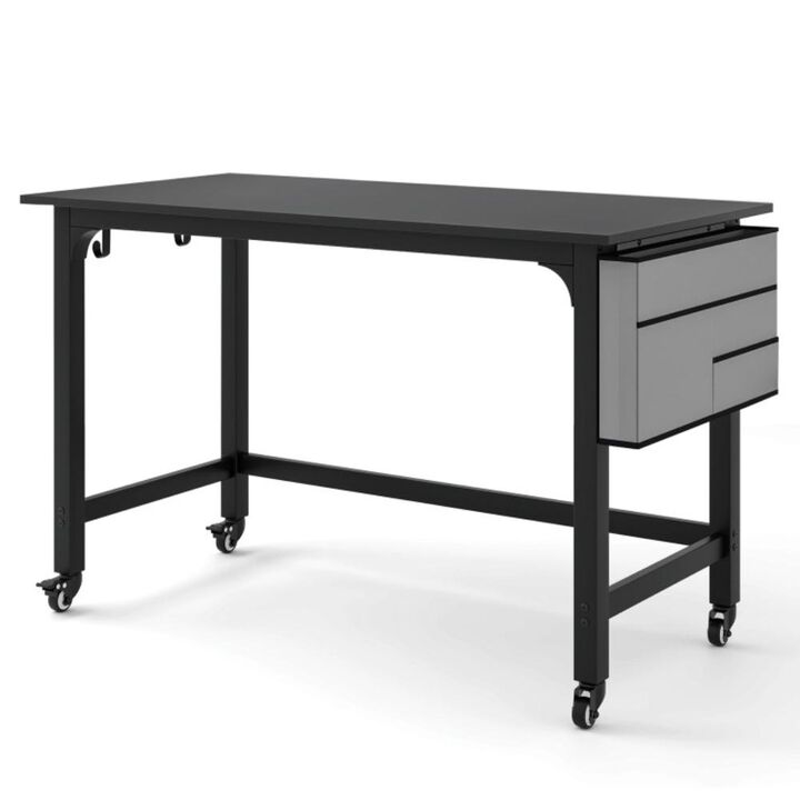 Hivvago 48 Inch Mobile Computer Workstation with 4 Smooth Casters