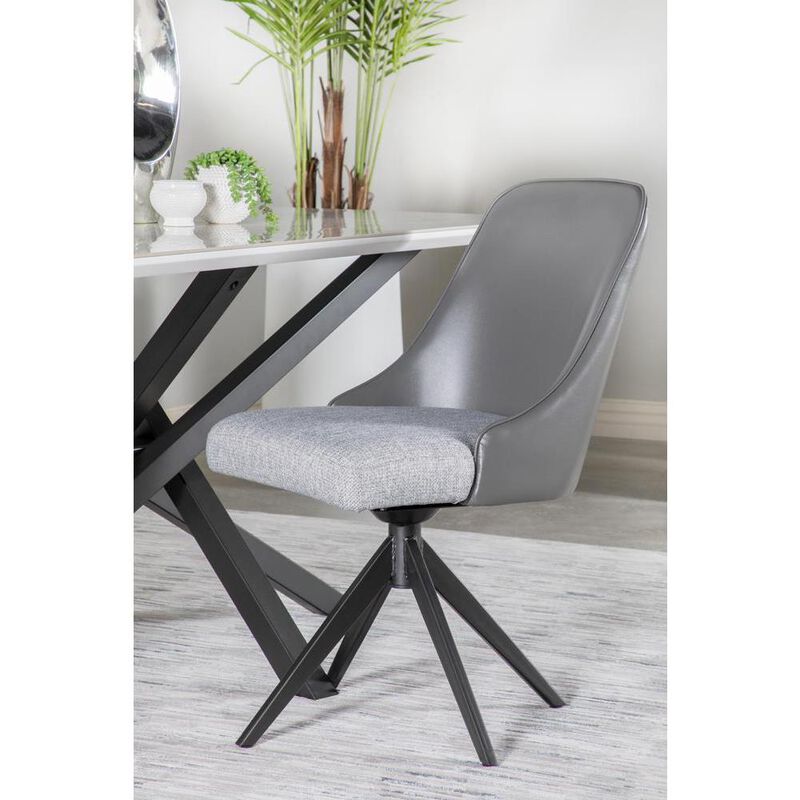 Paulita Upholstered Swivel Side Chairs (Set of 2) Grey and Gunmetal