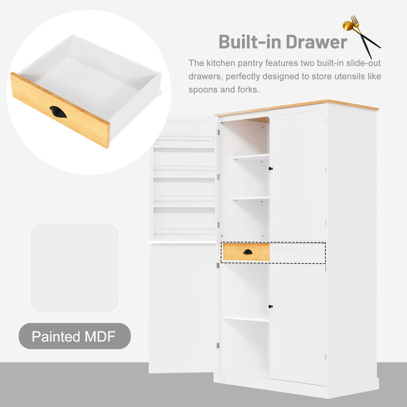 Merax High Freestanding Kitchen Pantry Storage Cabinet