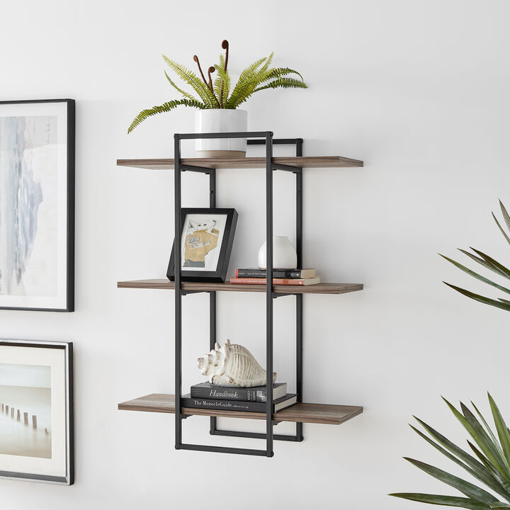 Antigua Crossed Double Rectangle 3-Tier Shelf Unit