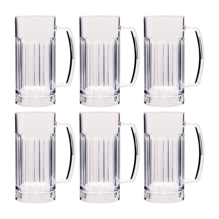 Polycarbonate Drinkware dia.3.25" h:6.75" 19 oz. Round Clear Polycarbonate Beer Mug (Set of 6)