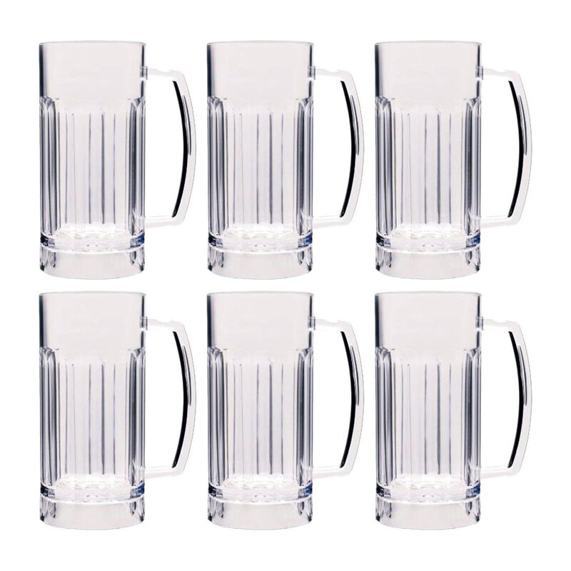 Polycarbonate Drinkware dia.3.25" h:6.75" 19 oz. Round Clear Polycarbonate Beer Mug (Set of 6)